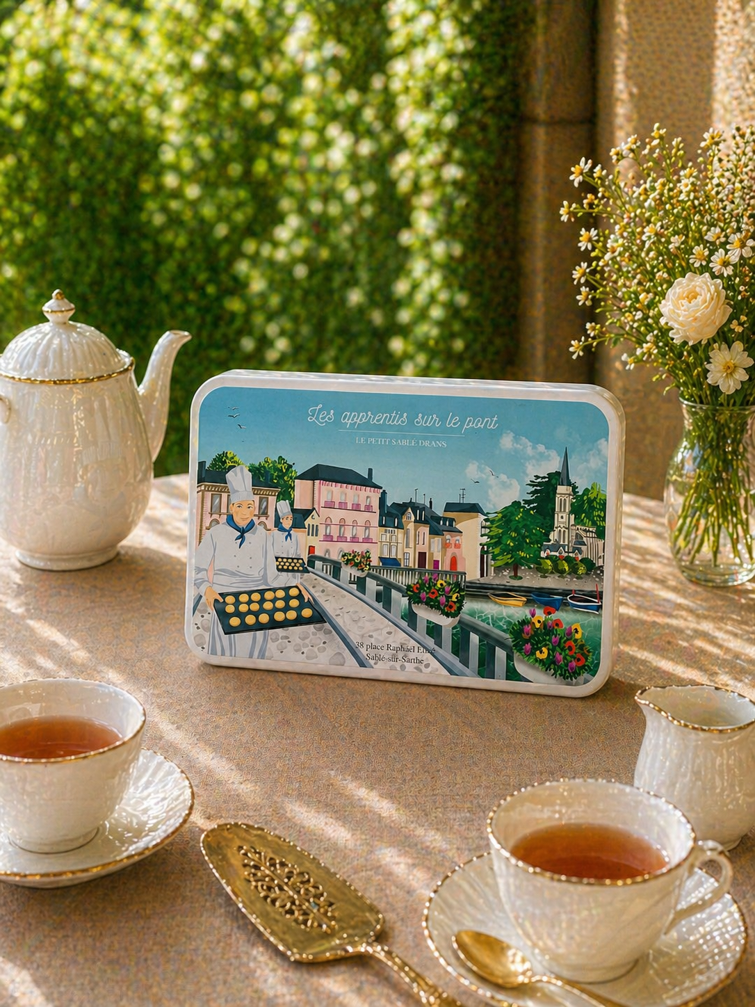 "Sablé" tin box filled with shortbread