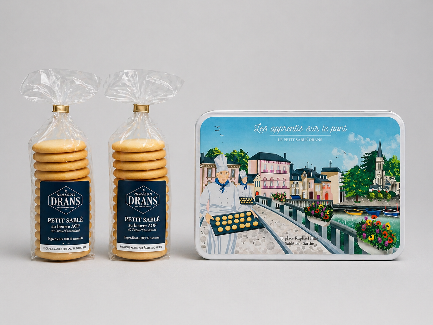 "Sablé" tin box filled with shortbread